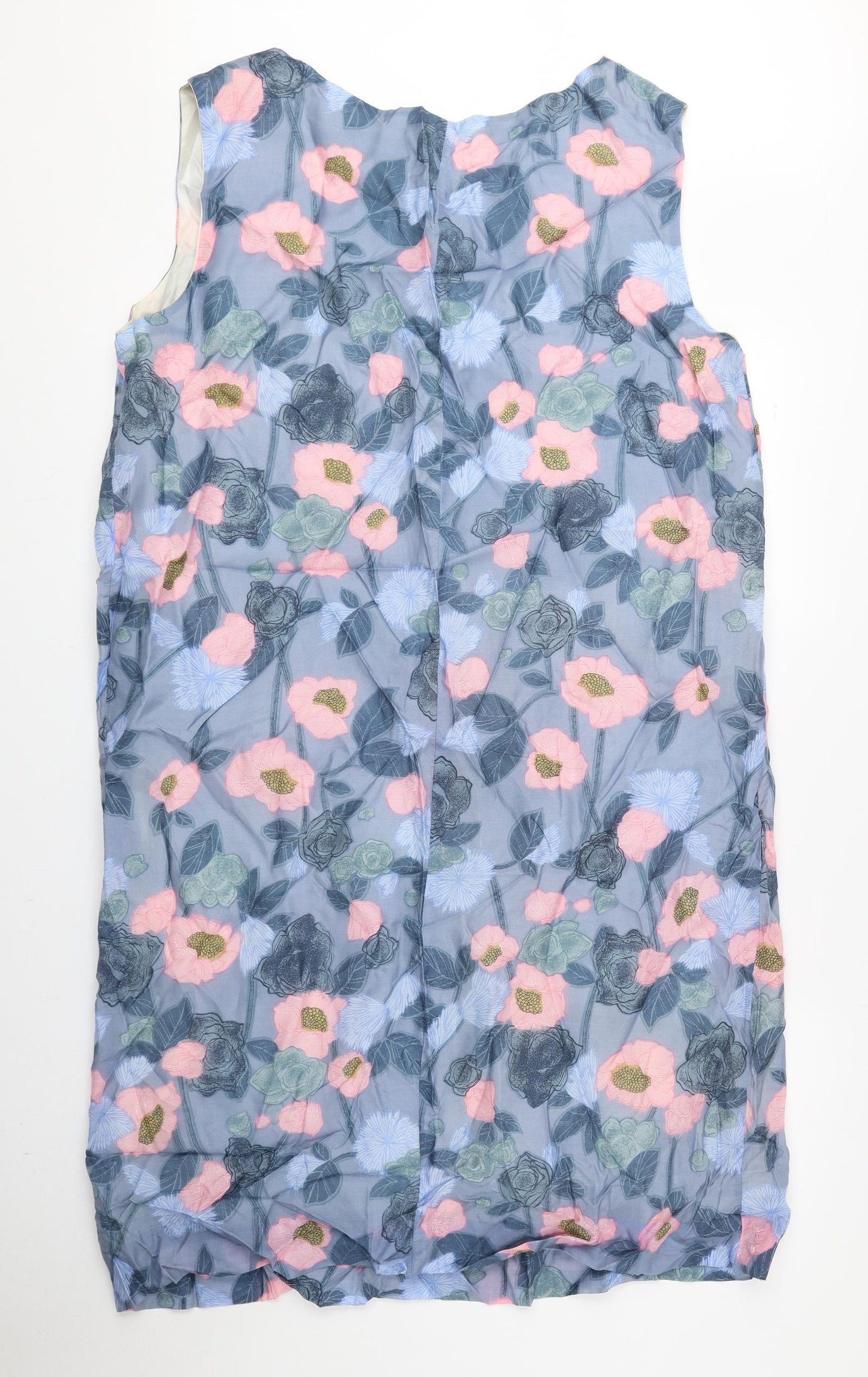 Preworn Womens Multicoloured Floral Polyester Sheath Size 22 Boat Neck Pullover