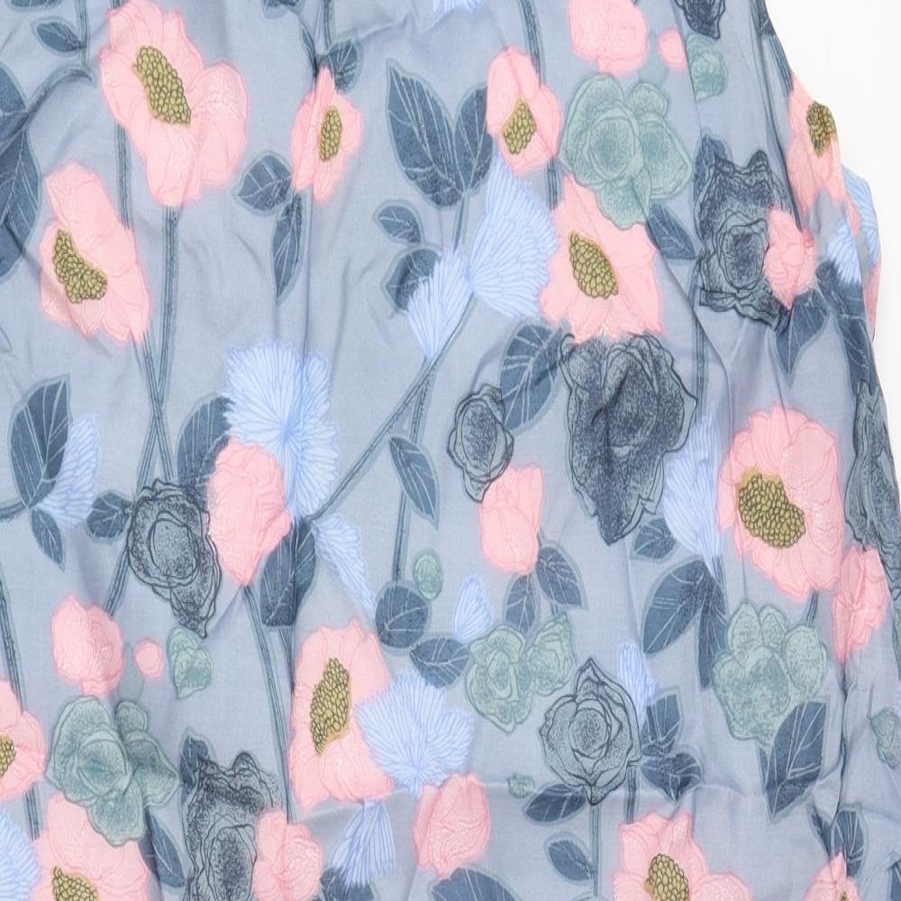 Preworn Womens Multicoloured Floral Polyester Sheath Size 22 Boat Neck Pullover