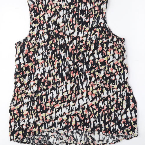 Marks and Spencer Womens Multicoloured Geometric Flax Basic Tank Size 12 V-Neck