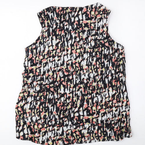 Marks and Spencer Womens Multicoloured Geometric Flax Basic Tank Size 12 V-Neck
