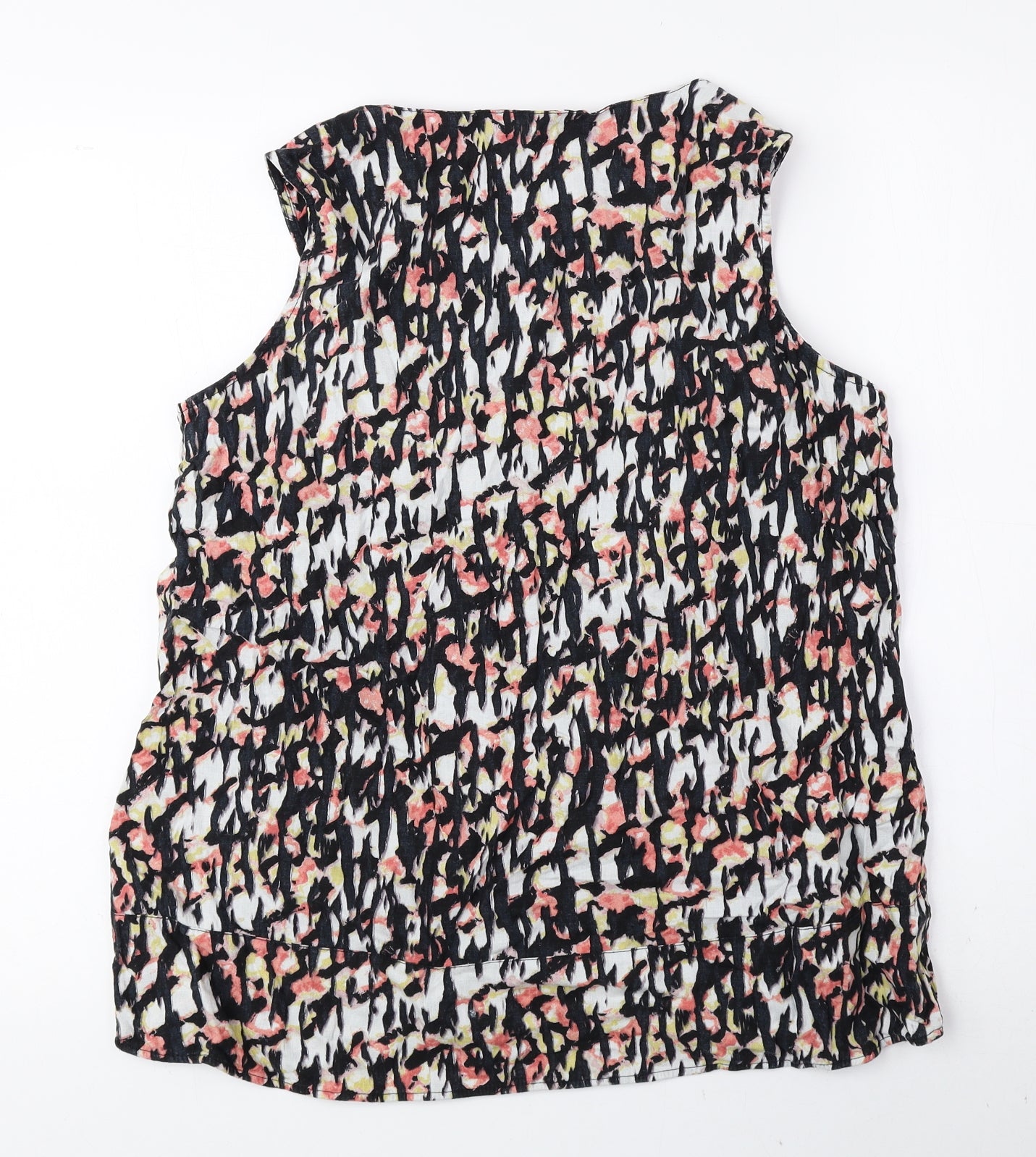 Marks and Spencer Womens Multicoloured Geometric Flax Basic Tank Size 12 V-Neck