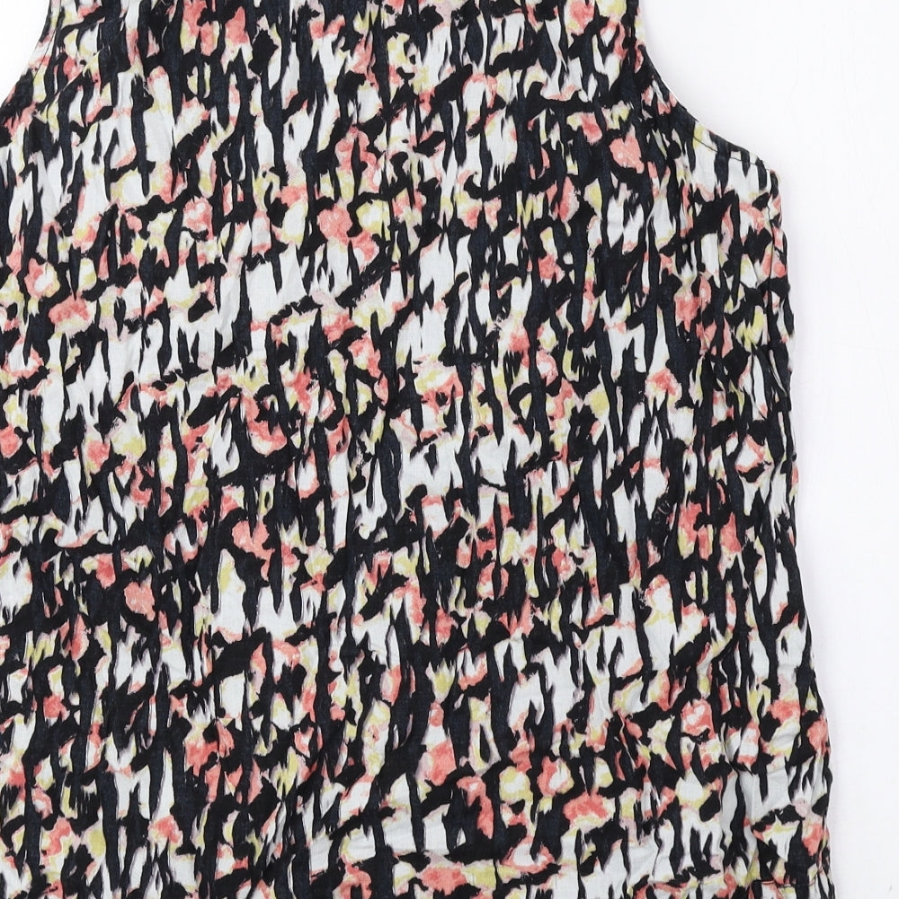 Marks and Spencer Womens Multicoloured Geometric Flax Basic Tank Size 12 V-Neck