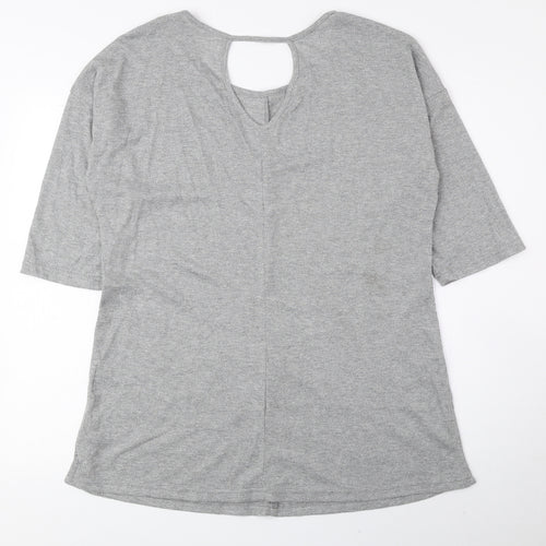 Preworn Womens Silver Polyester Basic T-Shirt Size 16 Round Neck
