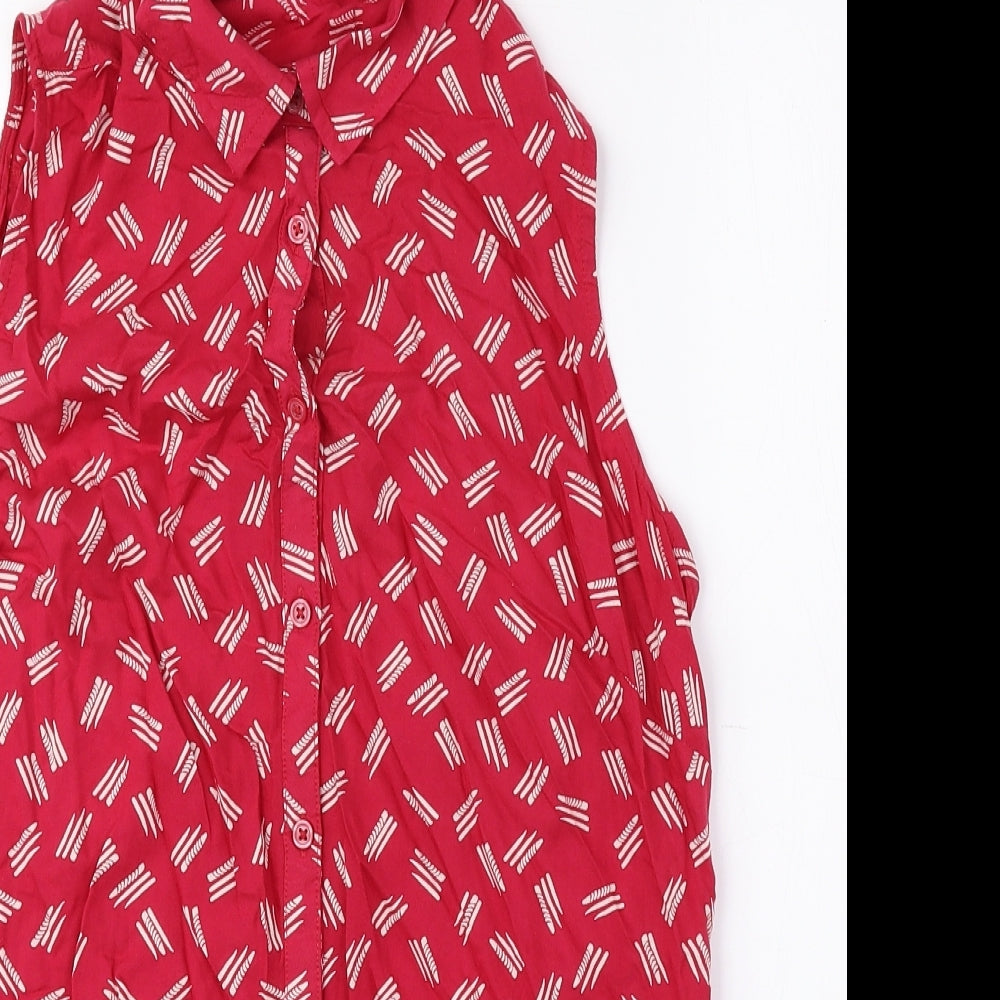 George Womens Pink Geometric Viscose Basic Blouse Size 12 Collared - Tie String