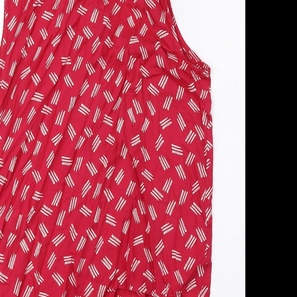George Womens Pink Geometric Viscose Basic Blouse Size 12 Collared - Tie String