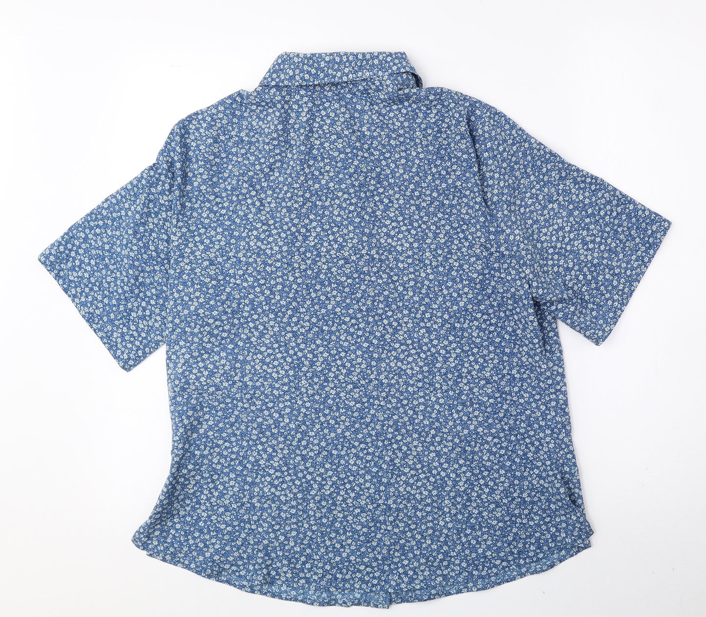Honor Milburn Womens Blue Floral Polyester Basic Blouse Size 12 Collared