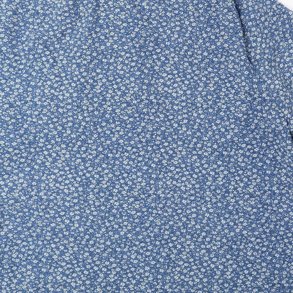 Honor Milburn Womens Blue Floral Polyester Basic Blouse Size 12 Collared
