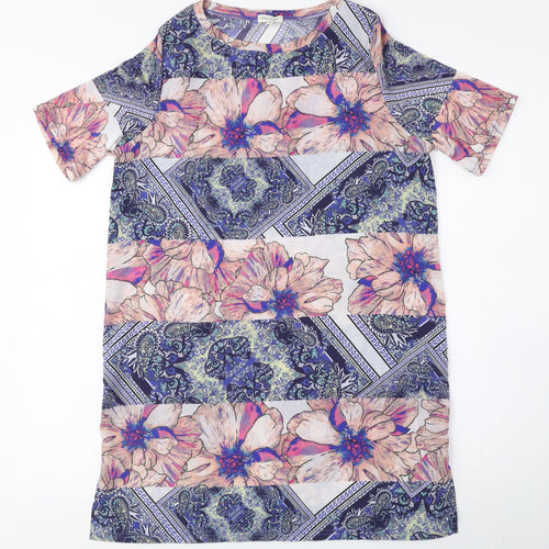 River Island Womens Multicoloured Floral Polyester Shift Size 8 Crew Neck Pullover