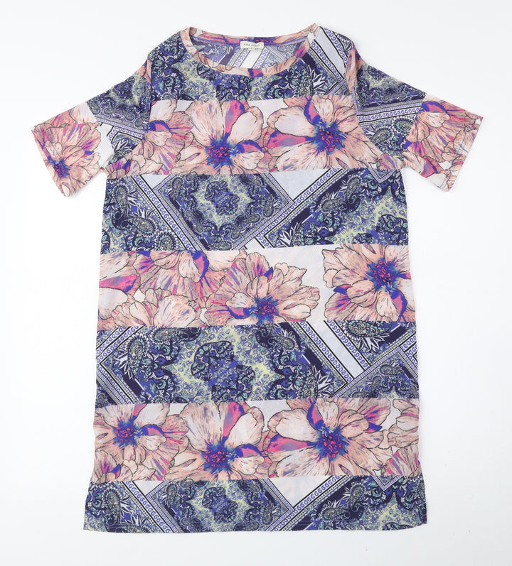 River Island Womens Multicoloured Floral Polyester Shift Size 8 Crew Neck Pullover
