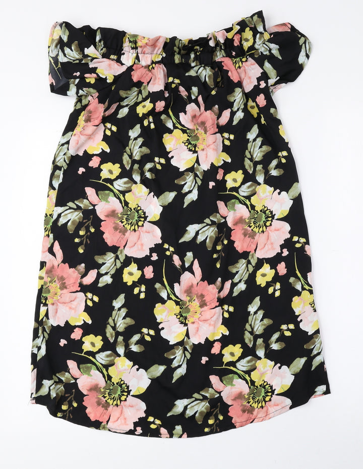 Atmosphere Womens Multicoloured Floral Polyester Mini Size 6 Off the Shoulder Pullover