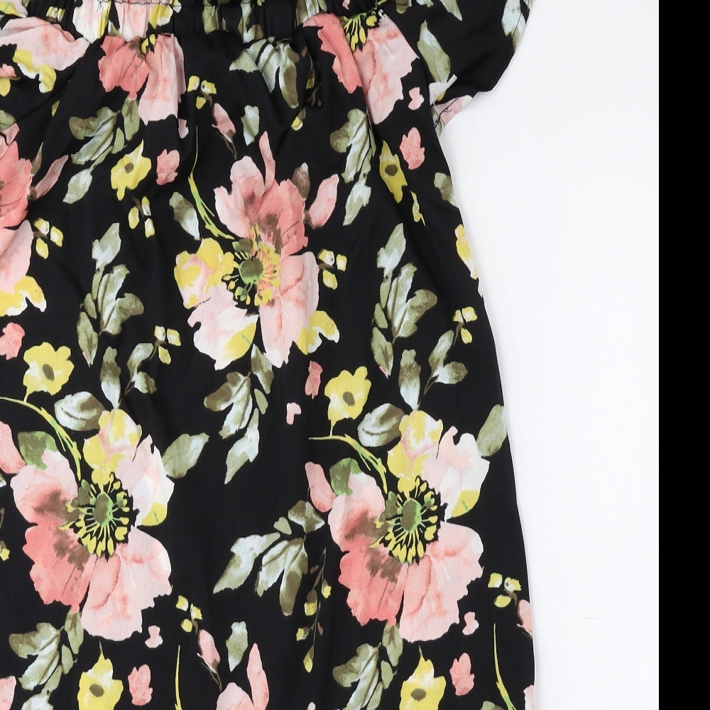 Atmosphere Womens Multicoloured Floral Polyester Mini Size 6 Off the Shoulder Pullover