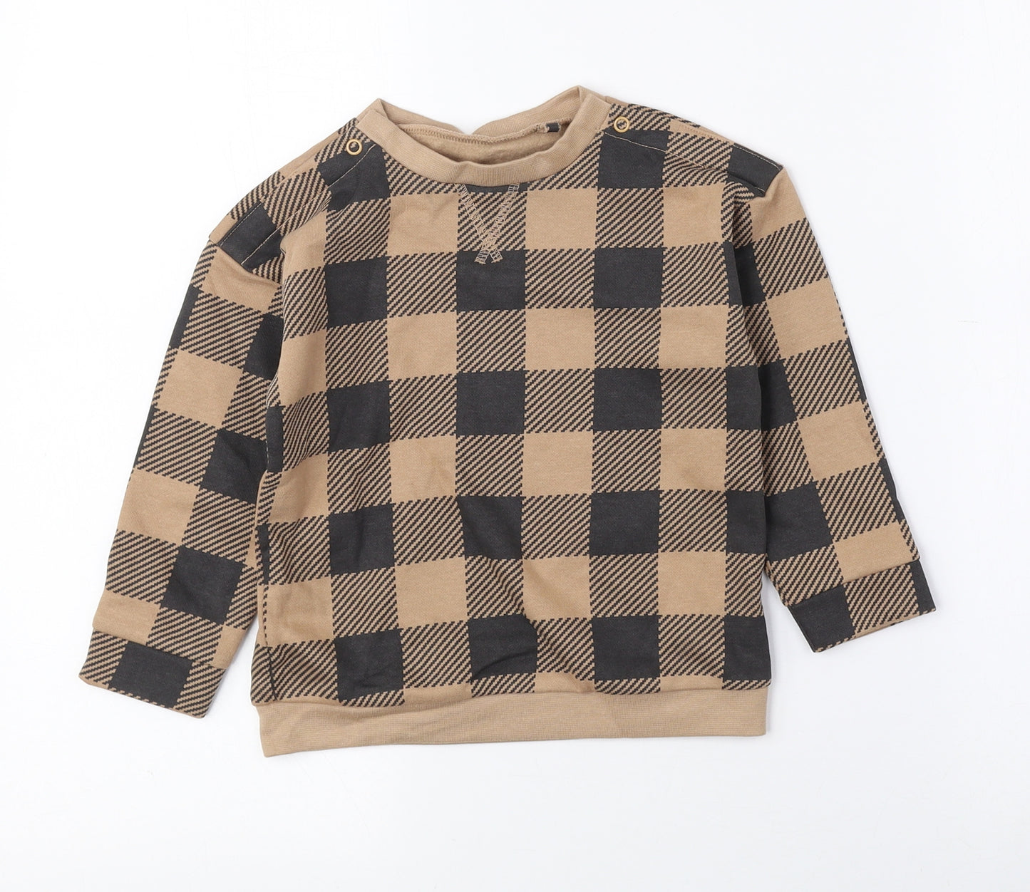 TU Baby Brown Geometric Cotton Pullover Jumper Size 18-24 Months Snap