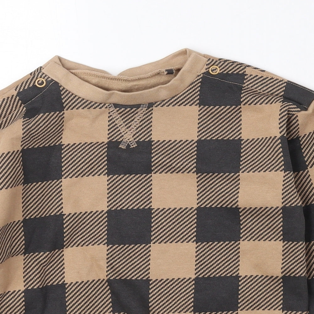 TU Baby Brown Geometric Cotton Pullover Jumper Size 18-24 Months Snap
