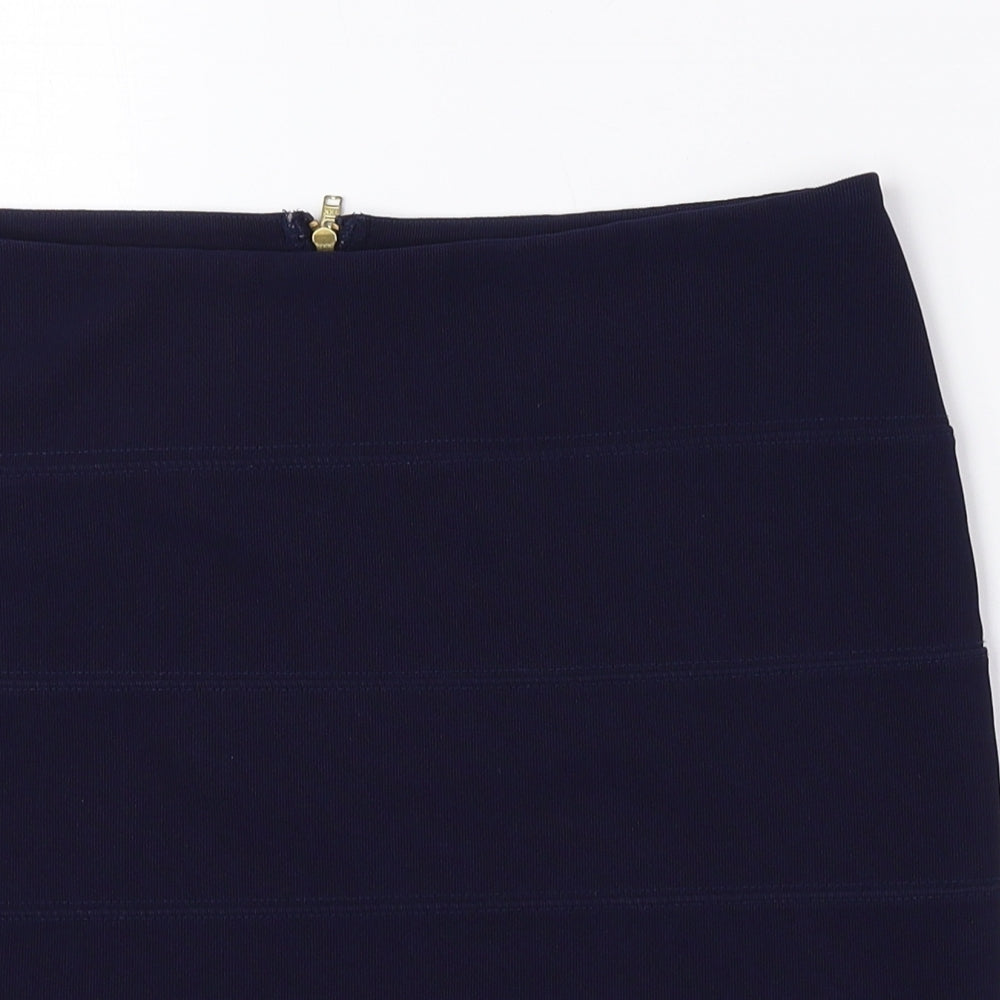 Topshop Womens Blue Polyester Bandage Skirt Size 12 Zip