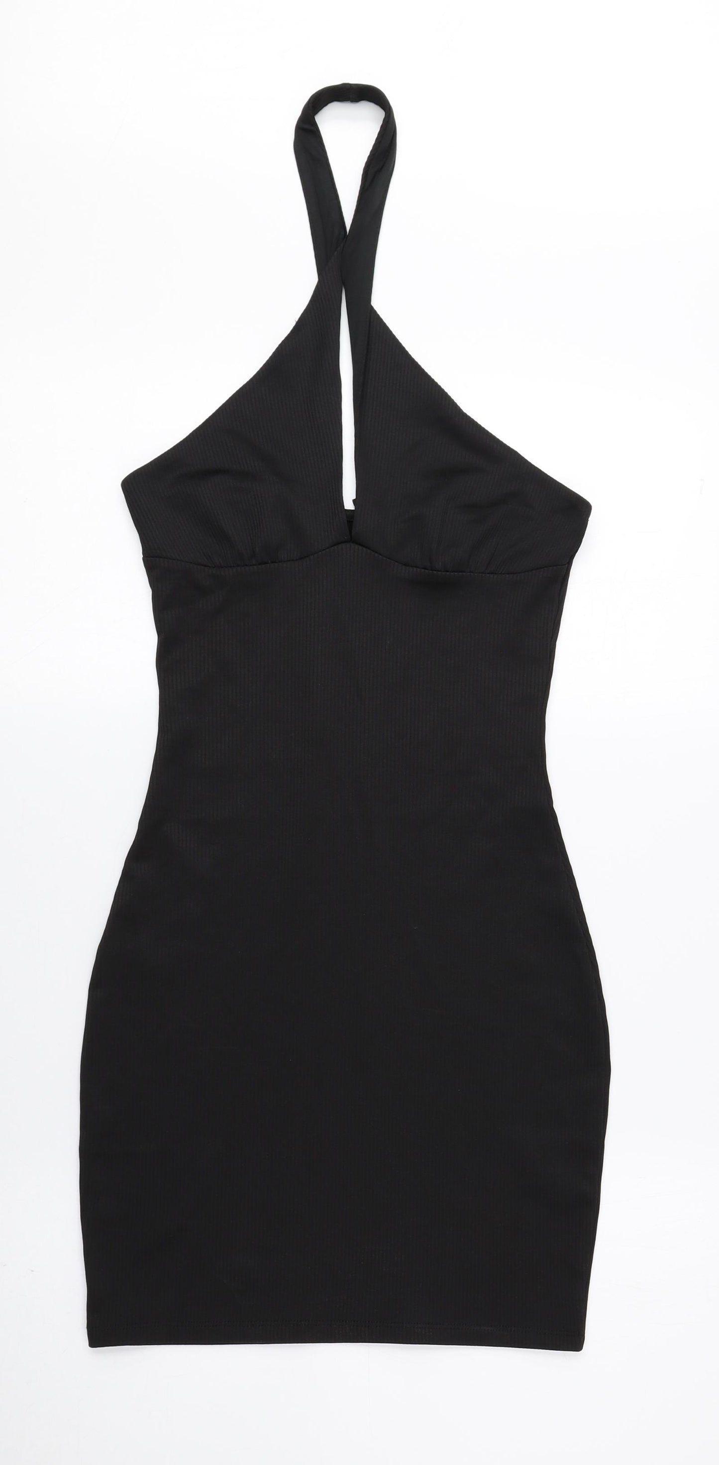 Divided by H&M Womens Black Polyester Mini Size 4 Halter Pullover