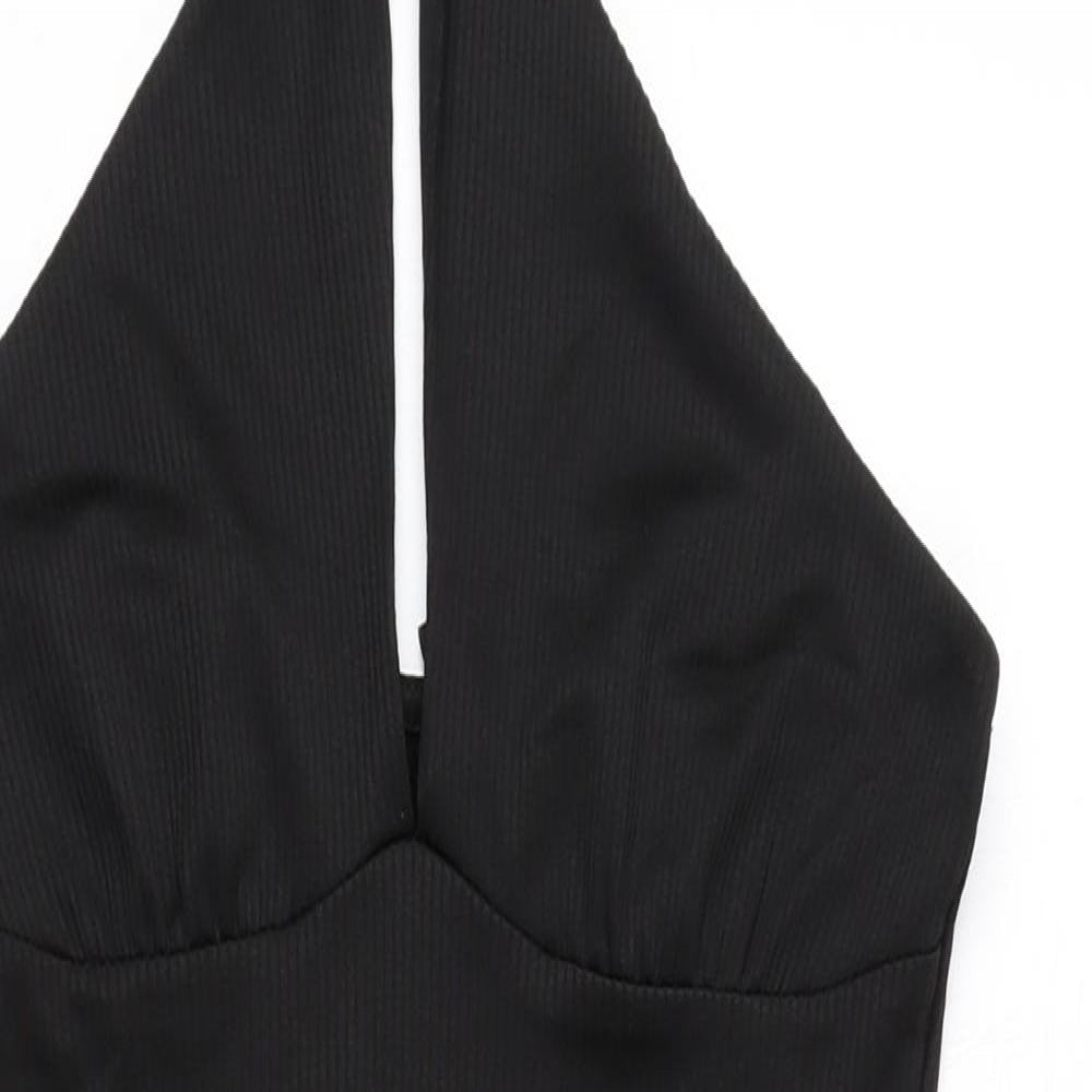 Divided by H&M Womens Black Polyester Mini Size 4 Halter Pullover