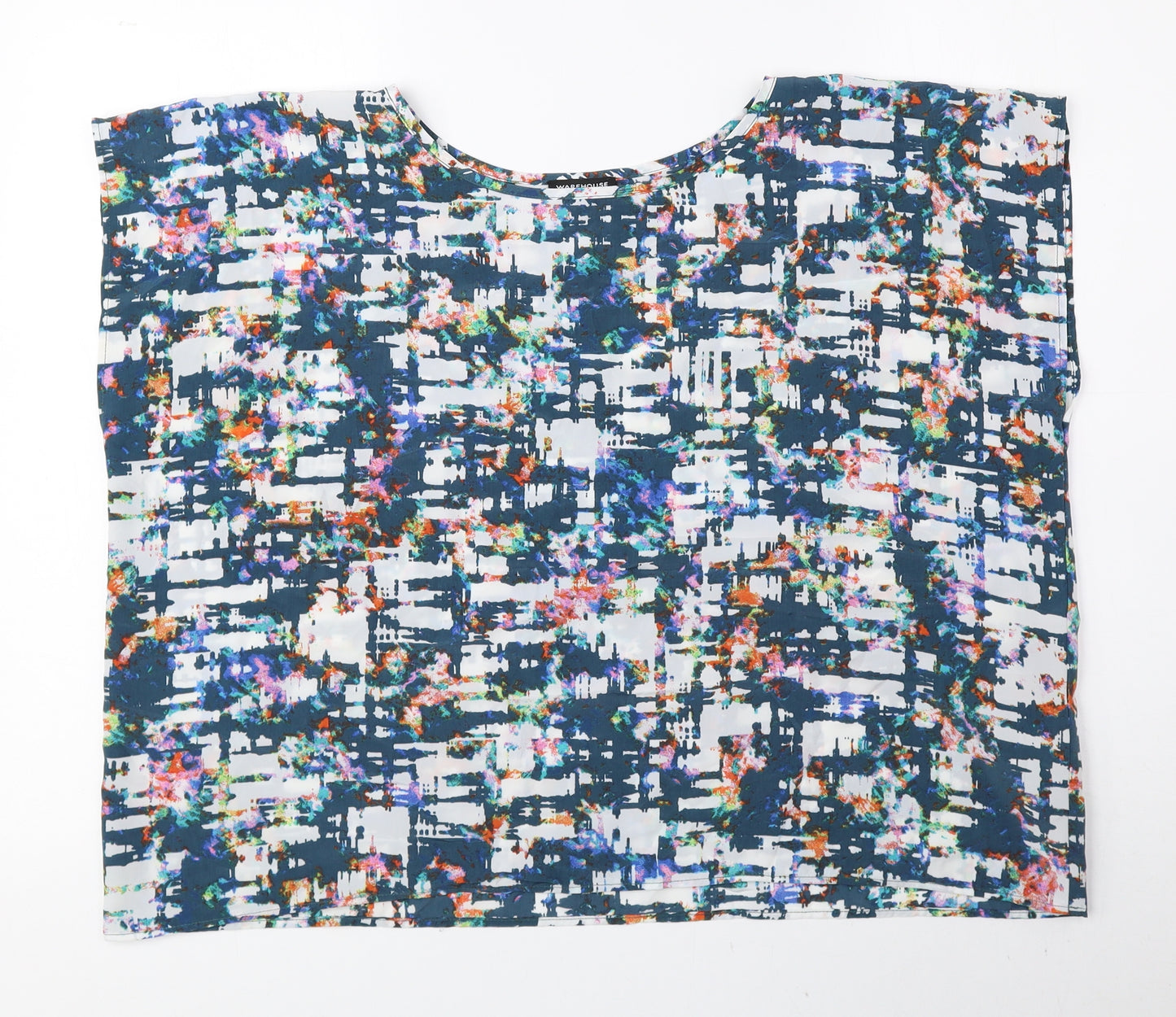 Warehouse Womens Multicoloured Geometric Polyester Basic Blouse Size 10 Round Neck