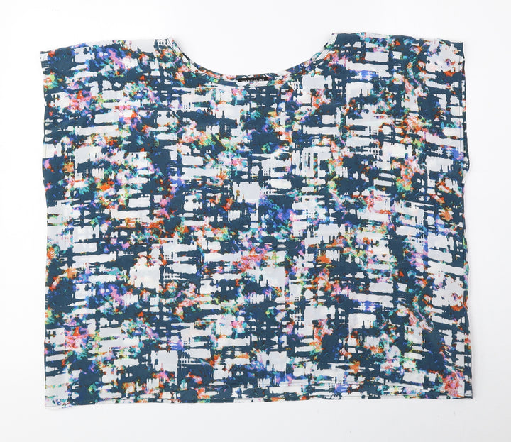 Warehouse Womens Multicoloured Geometric Polyester Basic Blouse Size 10 Round Neck