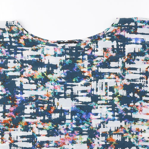 Warehouse Womens Multicoloured Geometric Polyester Basic Blouse Size 10 Round Neck