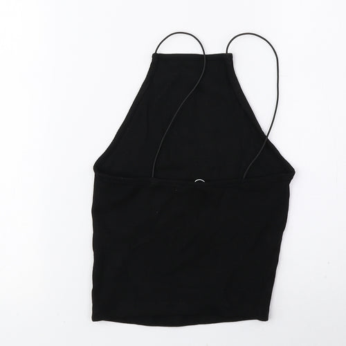 Zara Womens Black Cotton Cropped Tank Size S Square Neck