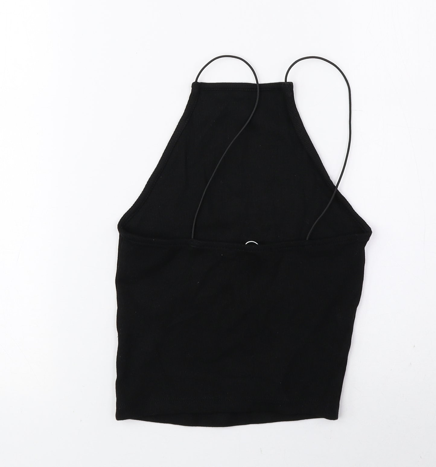 Zara Womens Black Cotton Cropped Tank Size S Square Neck