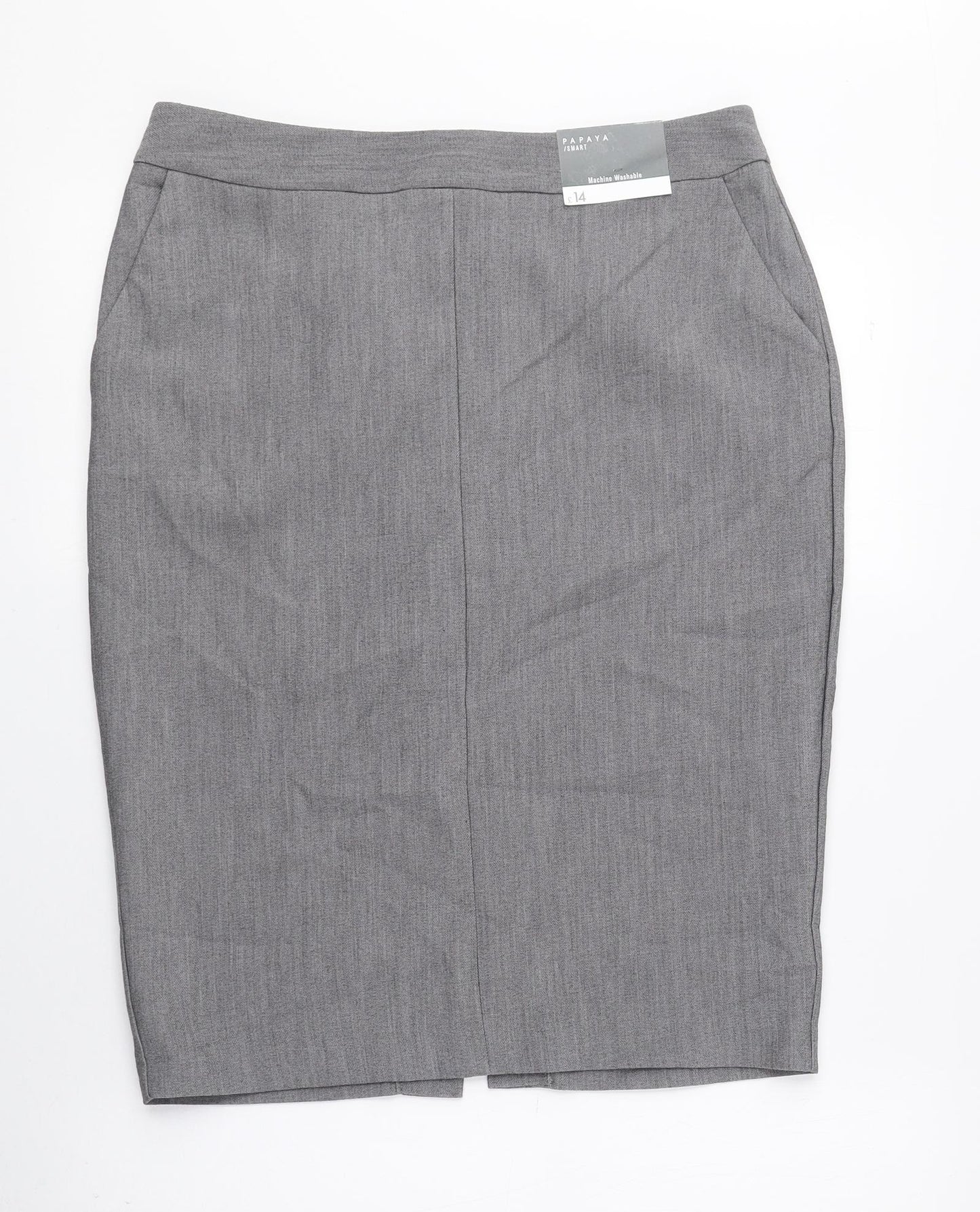 Papaya Womens Grey Polyester Straight & Pencil Skirt Size 12 Zip