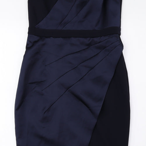 River Island Womens Blue Polyester A-Line Size 12 Off the Shoulder Zip
