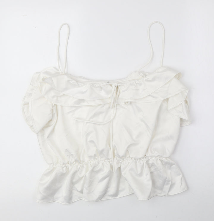 Topshop Womens Ivory Polyester Camisole Blouse Size 14 Round Neck