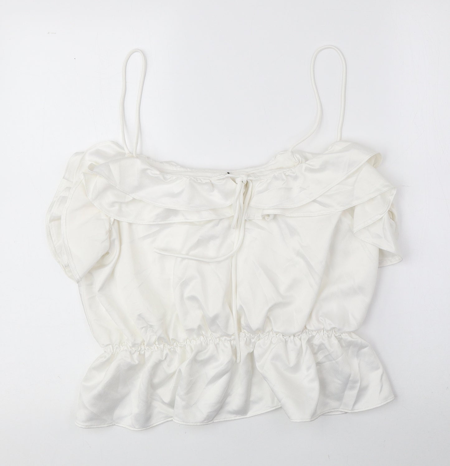 Topshop Womens Ivory Polyester Camisole Blouse Size 14 Round Neck
