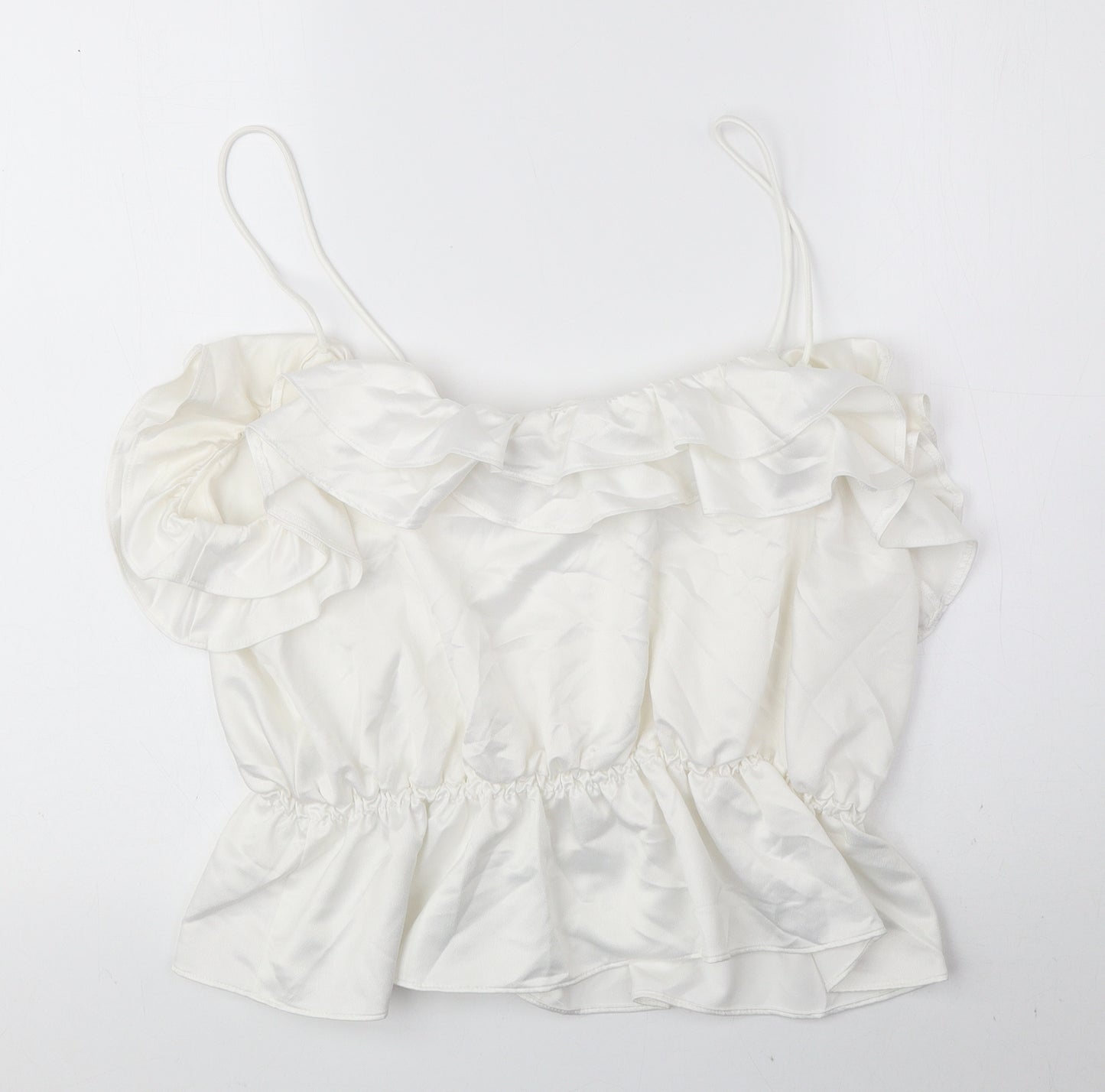 Topshop Womens Ivory Polyester Camisole Blouse Size 14 Round Neck