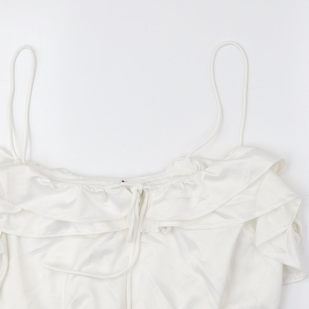Topshop Womens Ivory Polyester Camisole Blouse Size 14 Round Neck