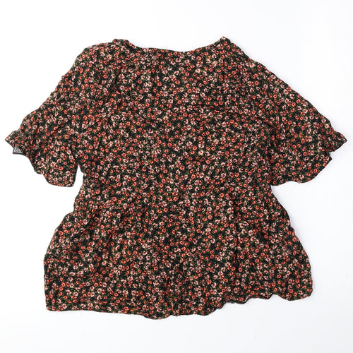 New Look Womens Multicoloured Floral Viscose Basic Blouse Size 10 V-Neck