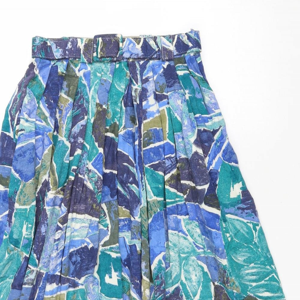 Richards Womens Multicoloured Geometric Viscose Flare Skirt Size 10 Zip - Belted