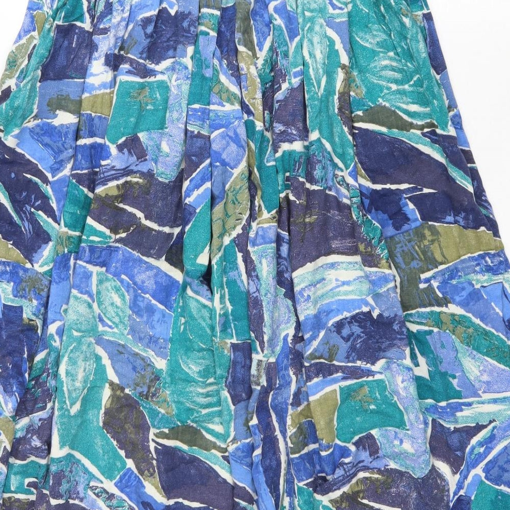 Richards Womens Multicoloured Geometric Viscose Flare Skirt Size 10 Zip - Belted