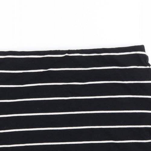 New Look Womens Black Striped Polyester Bandage Skirt Size 10 Drawstring