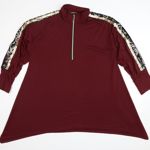 SHEILAY Womens Red Polyester A-Line Size XL High Neck Zip