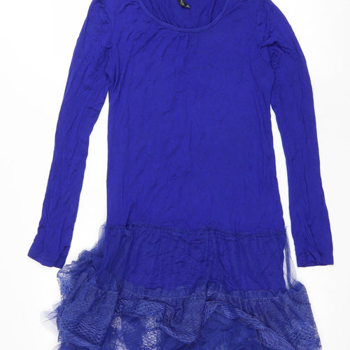 maElla Womens Blue Viscose Bodycon Size M Round Neck Pullover