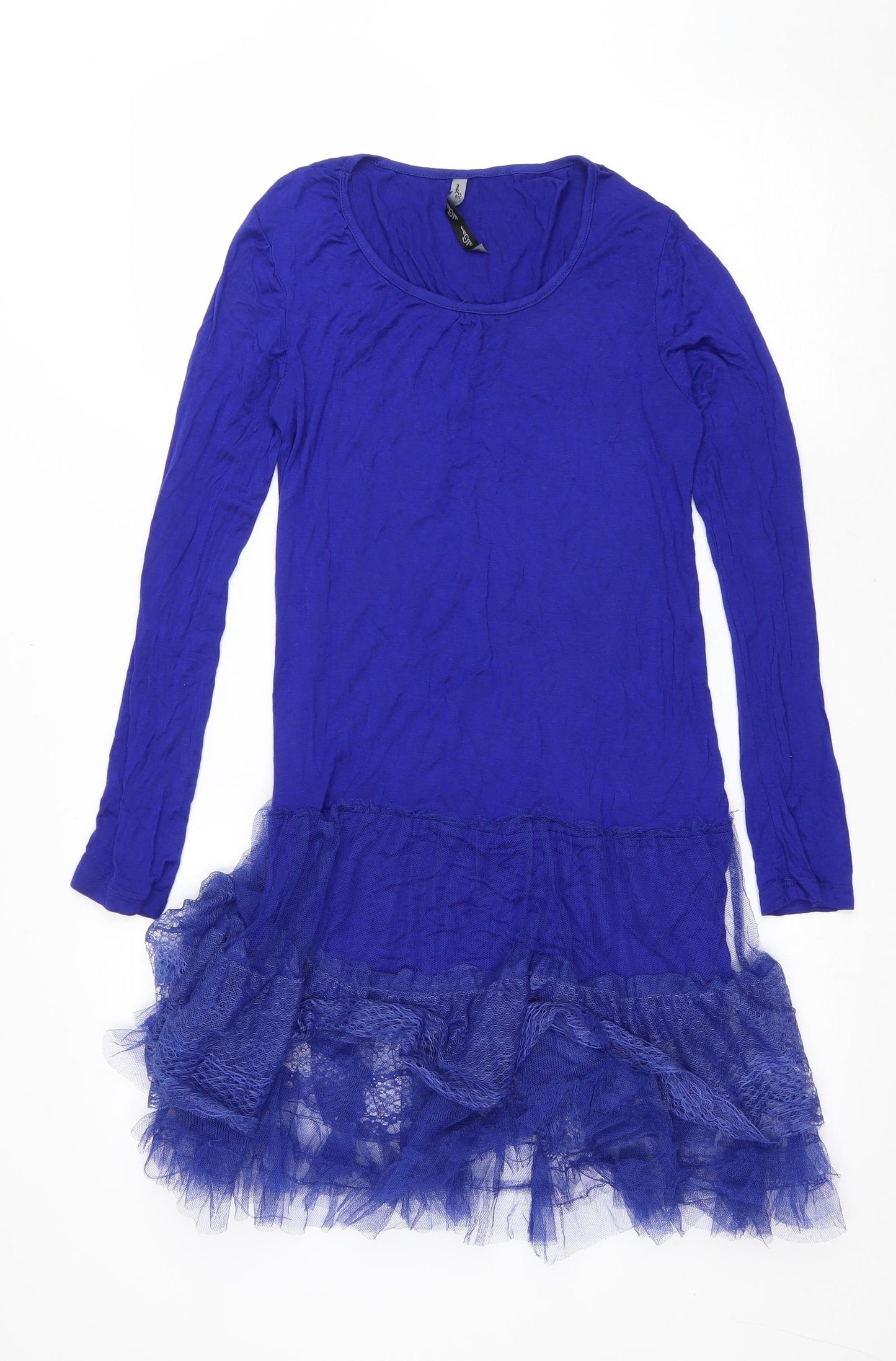 maElla Womens Blue Viscose Bodycon Size M Round Neck Pullover