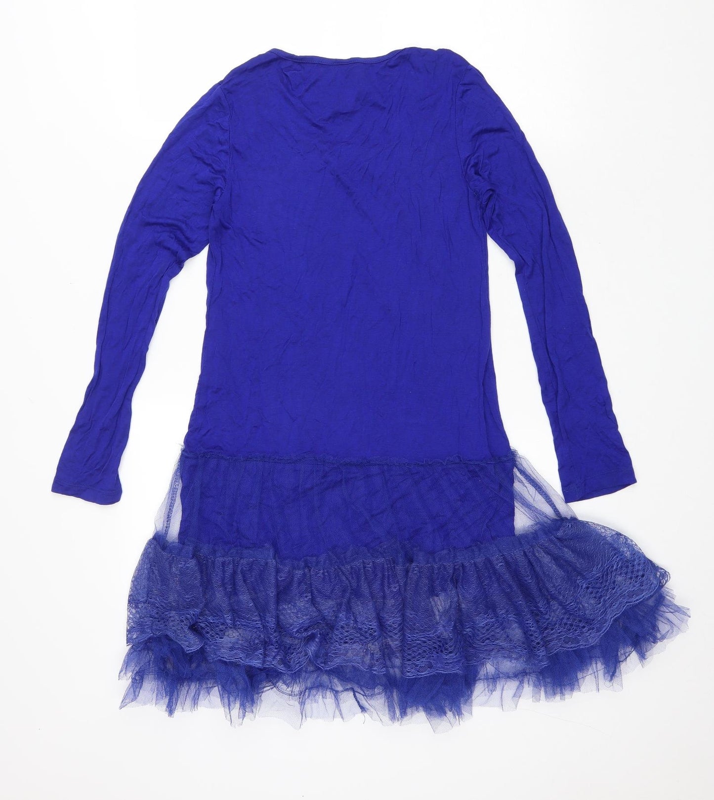 maElla Womens Blue Viscose Bodycon Size M Round Neck Pullover