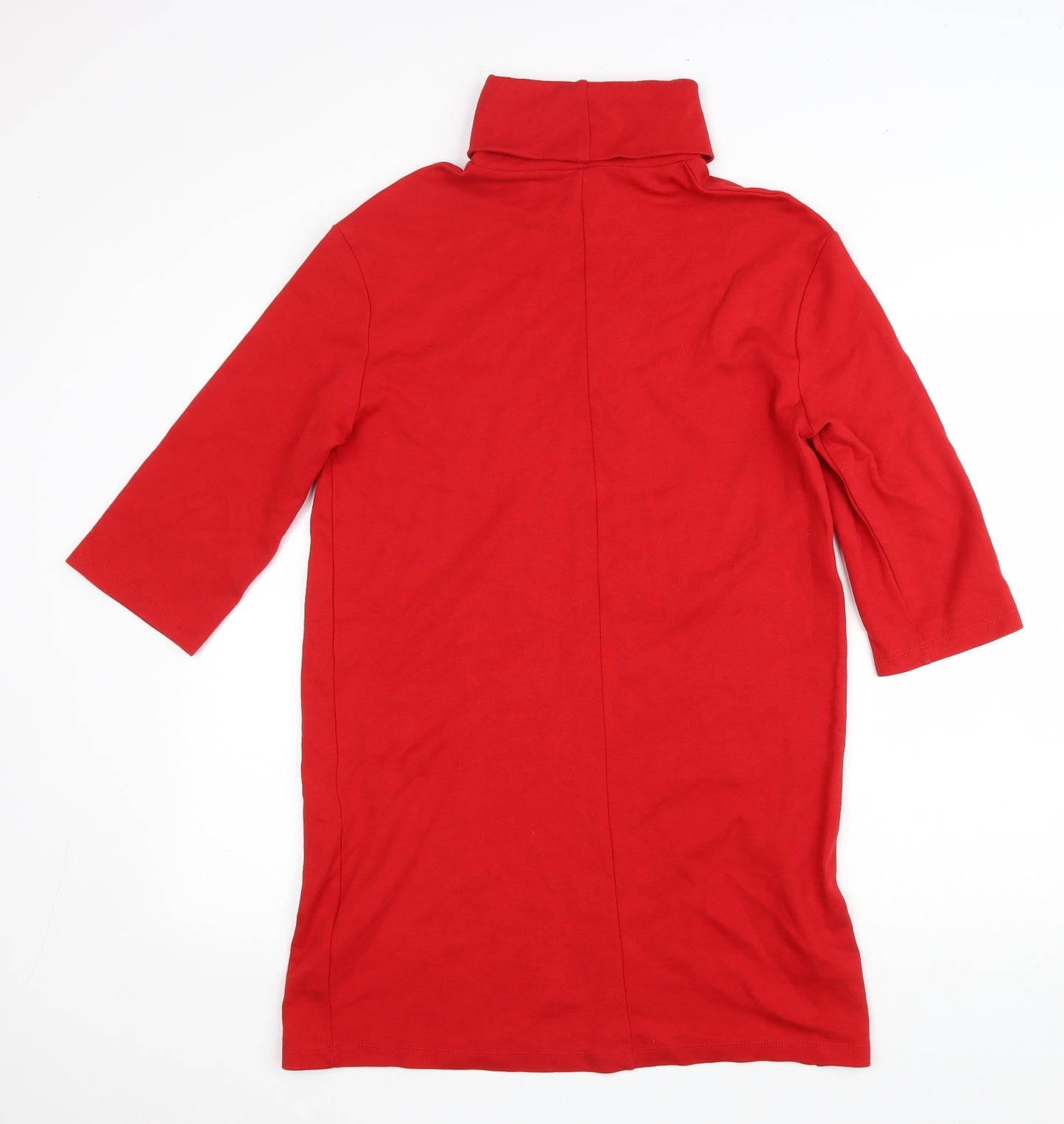 Zara Womens Red Cotton Jumper Dress Size S Roll Neck Pullover