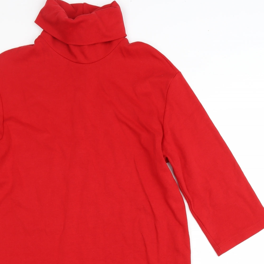 Zara Womens Red Cotton Jumper Dress Size S Roll Neck Pullover