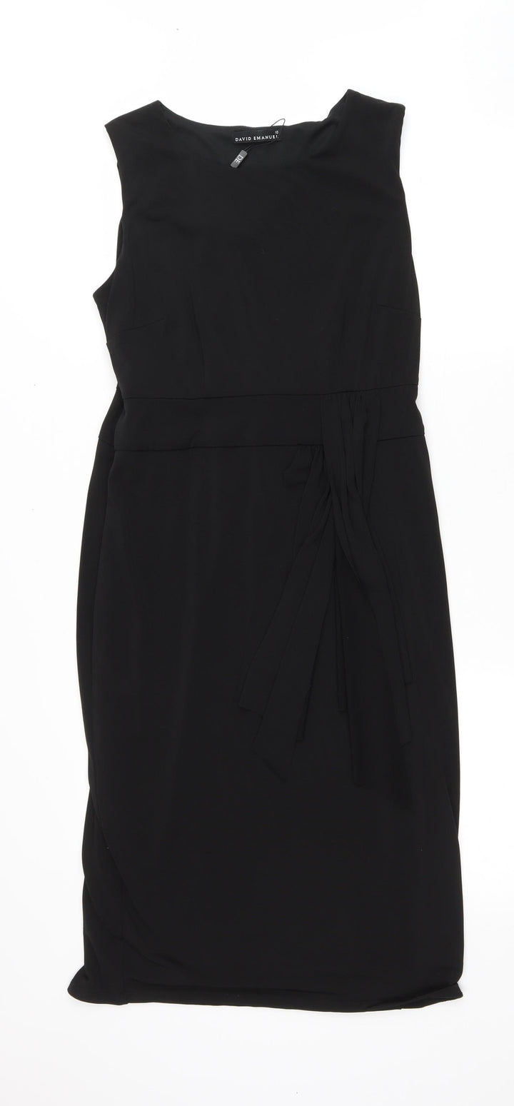 Bonmarché Womens Black Polyester Pencil Dress Size 10 Boat Neck Pullover