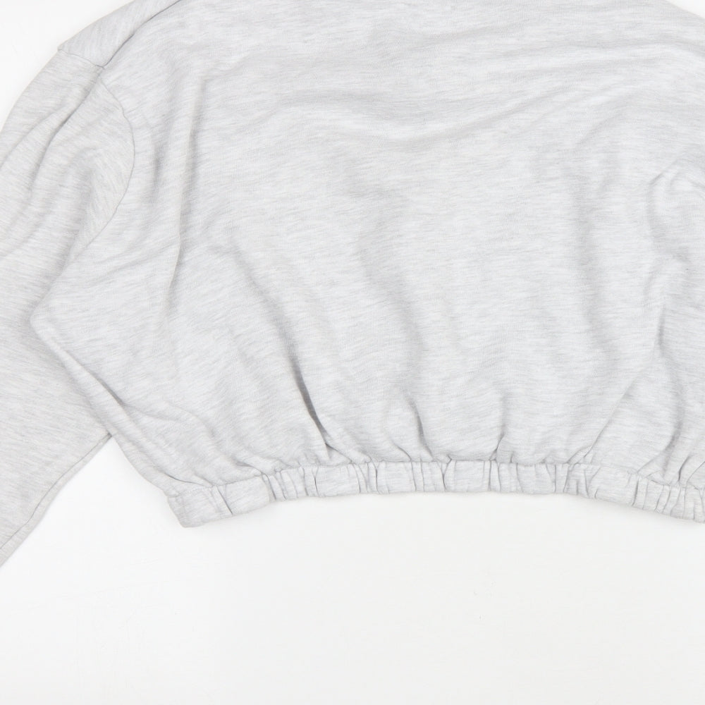 Topshop Womens Grey Cotton Pullover Sweatshirt Size 16 Zip - Cropped