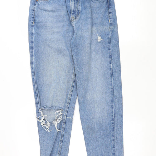 Topshop Womens Blue Cotton Mom Jeans Size 25 in L28 in Regular Zip