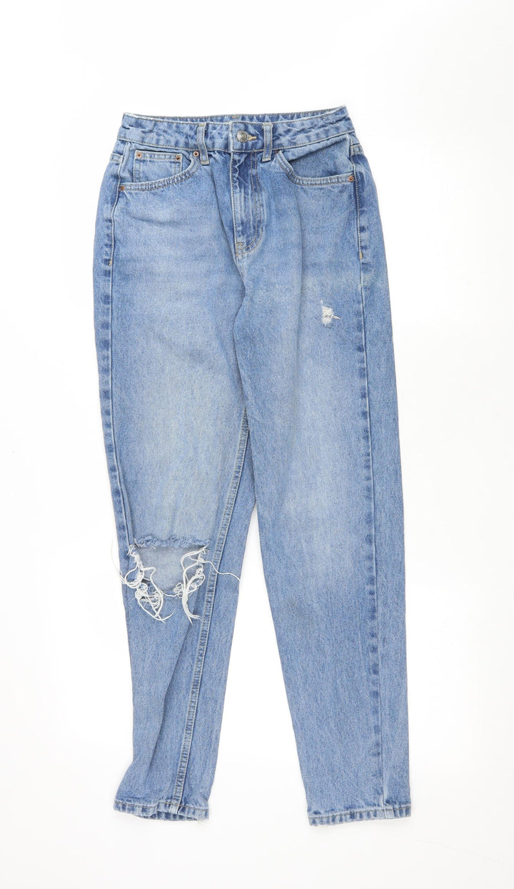 Topshop Womens Blue Cotton Mom Jeans Size 25 in L28 in Regular Zip
