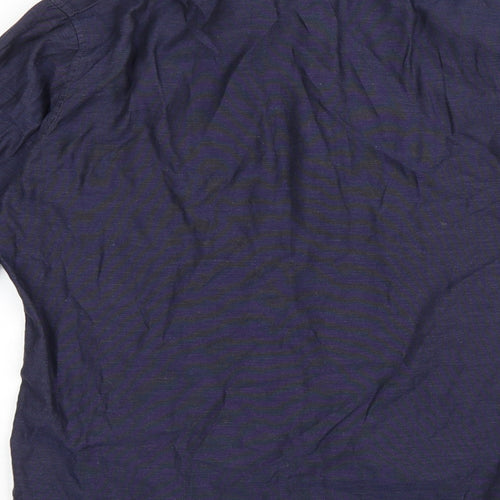 Thomas Mayes Mens Blue Polyester Button-Up Size M Collared Button