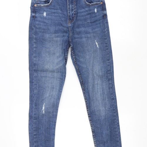 Denim & Co. Womens Blue Cotton Skinny Jeans Size 10 L25 in Regular Zip