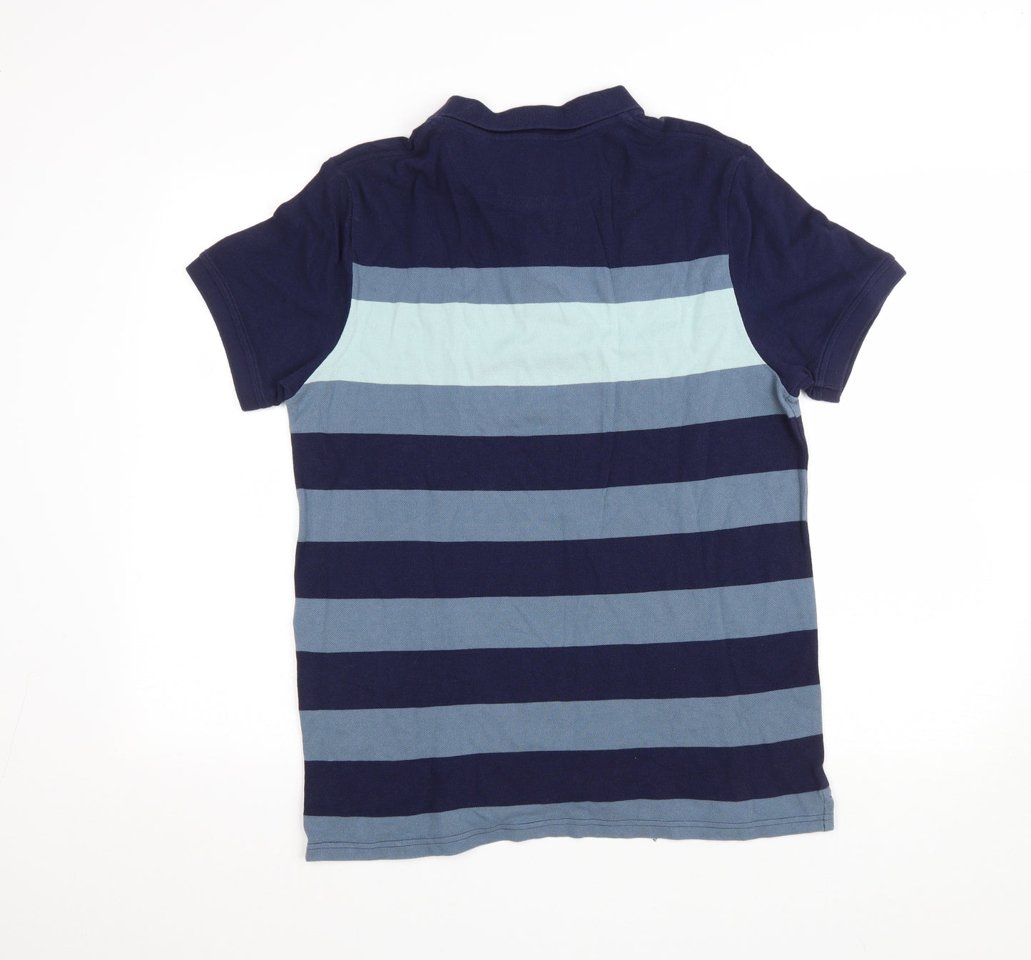 Lyle & Scott Mens Blue Striped Cotton Polo Size L Collared Button