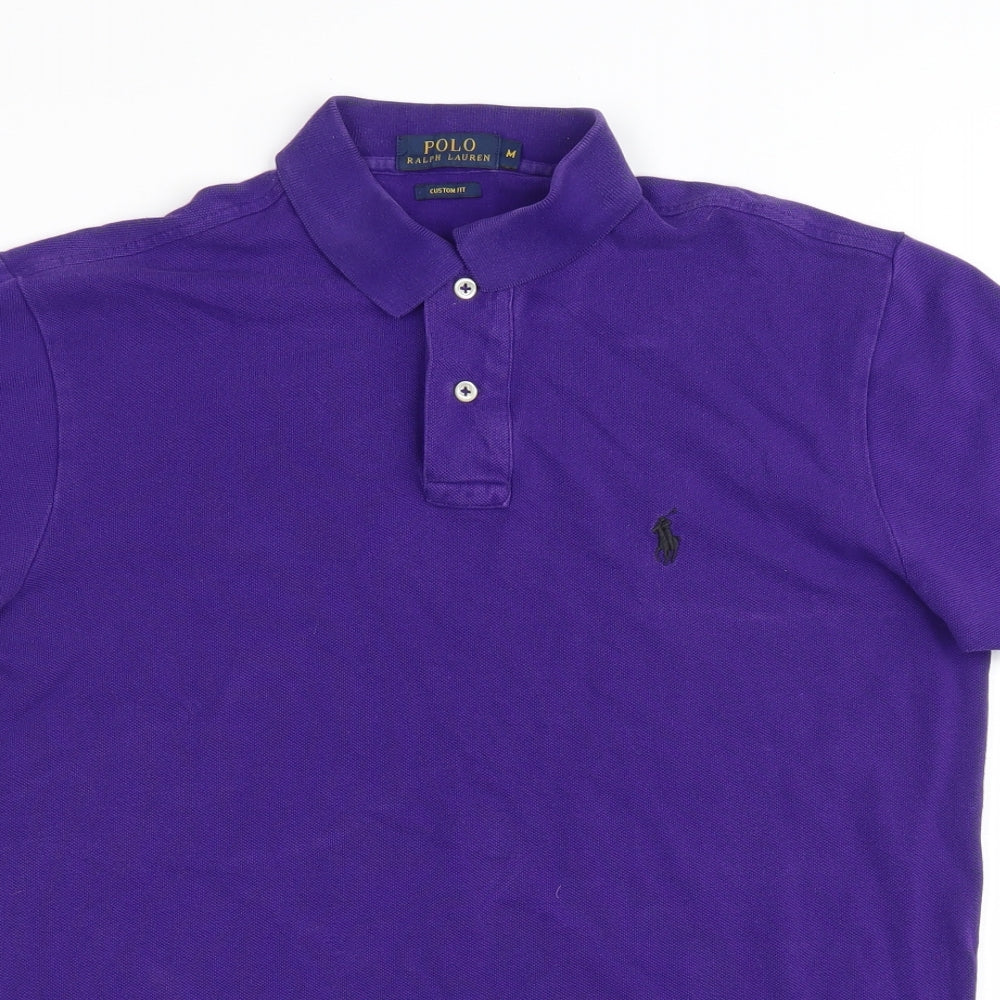 Polo Ralph Lauren Mens Purple Cotton Polo Size M Collared Button