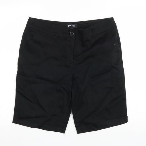 Matalan Womens Black Cotton Bermuda Shorts Size 14 L10 in Regular Zip